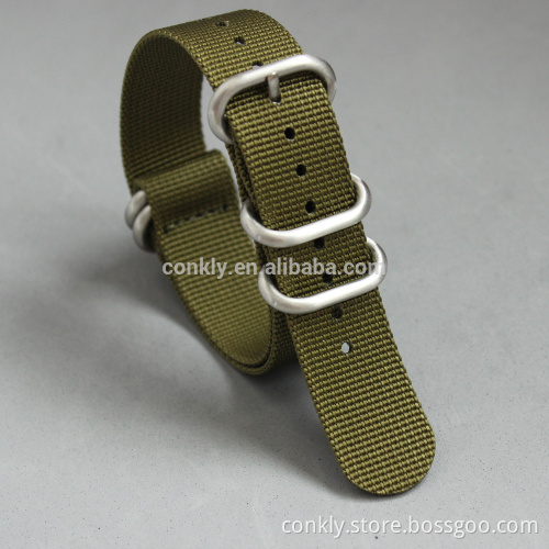 Olive nylon ZULU watch strap with 304L brushed hardware watch straps factory